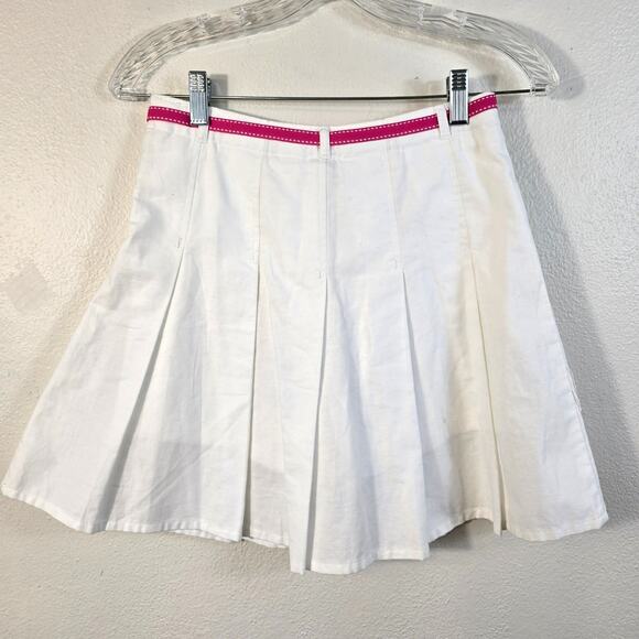 Lands' End Oxford Pleated Skort Women's 10 White Ribbon Belt Pickleball Tennis - Picture 2 of 12
